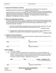Form JC-E-361 Motion for Inclusion in Dependency Drug Court - County of Sacramento, California, Page 2