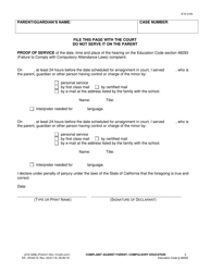 Form JC E-649B Complaint Against Parent for Failure to Comply With Compulsory Attendance Laws - County of Sacramento, California, Page 3