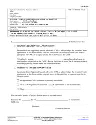 Document preview: Form JC-E-339 Response to Juvenile Court Appointing Sacramento Court Appointed Special Advocates (Casa) - County of Sacramento, California