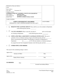 Document preview: Form JC E-601 Stipulated Request and Order - County of Sacramento, California