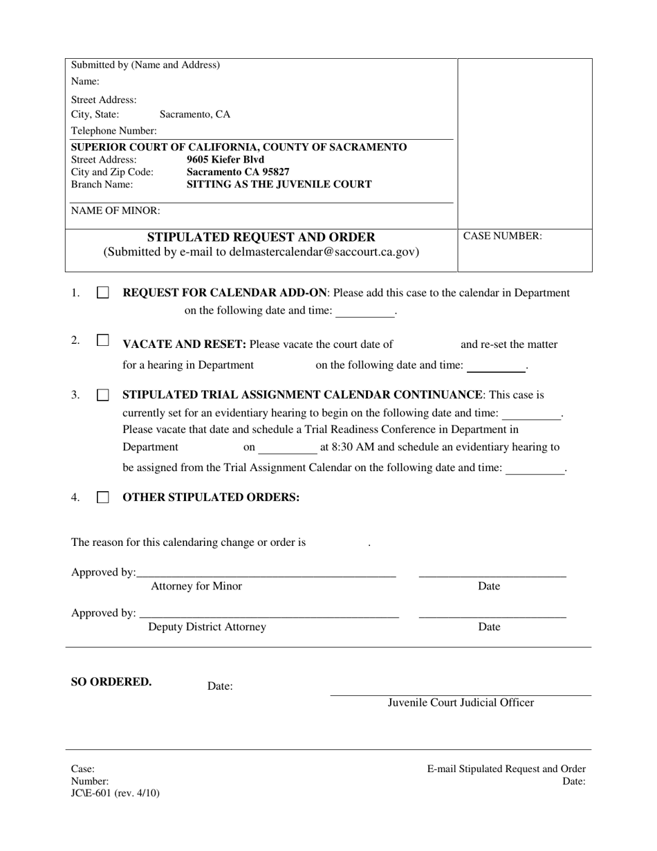 Form JC\E-601 - Fill Out, Sign Online and Download Printable PDF ...