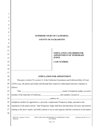 Document preview: Form MIC/E-001 Stipulation and Order for Appointment of Temporary Judge - County of Sacramento, California