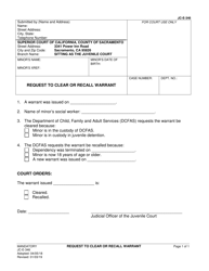 Document preview: Form JC-E-346 Request to Clear or Recall Warrant - County of Sacramento, California