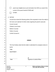 Form JC-E-367 Motion and Order to Return to Home Court Following Dependency Drug Court Dismissal - County of Sacramento, California, Page 2