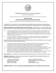 Form JC-E-663 Application for Court-Appointed Juvenile Justice Expert Panel - County of Sacramento, California