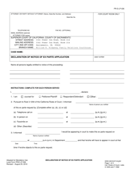 Form PR-E-LP-036 Declaration of Notice of Ex Parte Application - County of Sacramento, California