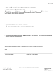 Form PR-E-LP-036 Declaration of Notice of Ex Parte Application - County of Sacramento, California, Page 2
