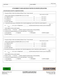 Document preview: Form PR-E-LP-043 Attachment to Declaration of Notice of Exparte Application - County of Sacramento, California