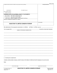 Form PR-E-LP-049 &quot;Objection to Limited Conservatorship&quot; - County of Sacramento, California