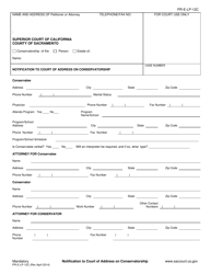 Document preview: Form PR-E-LP-12C Notification to Court of Address on Conservatorship - County of Sacramento, California