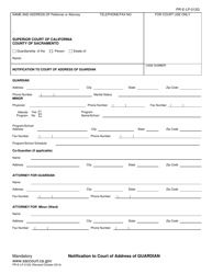 Document preview: Form PR-E-LP-012G Notification to Court of Address of Guardian - County of Sacramento, California