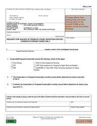 Document preview: Form PR-E-LP-044 Request for Waiver of Probate Court Investigator Fee - Conservatorship Cases Only - County of Sacramento, California
