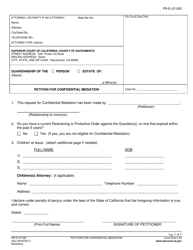 Form PR-E-LP-025 Petition for Confidential Mediation - County of Sacramento, California