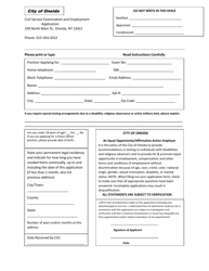 Document preview: Civil Service Examination and Employment Application - City of Oneida, New York