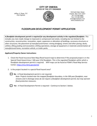 Document preview: Floodplain Development Permit Application - City of Oneida, New York