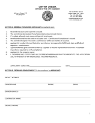 Floodplain Development Permit Application - City of Oneida, New York, Page 2