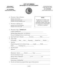 Application for Sign Permit &amp; Certificate of Compliance - City of Oneida, New York, Page 2