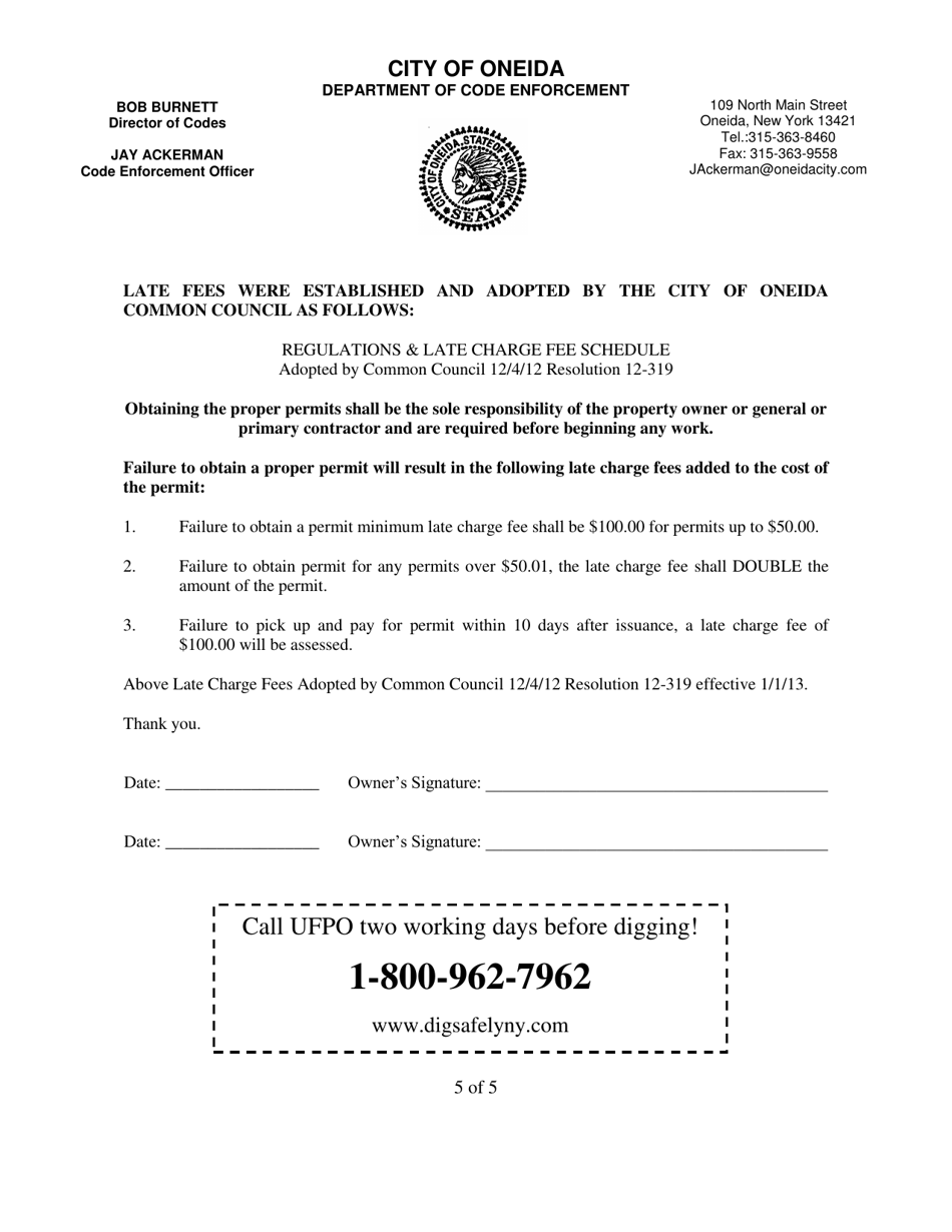 Application for Sign Permit  Certificate of Compliance - City of Oneida, New York, Page 5