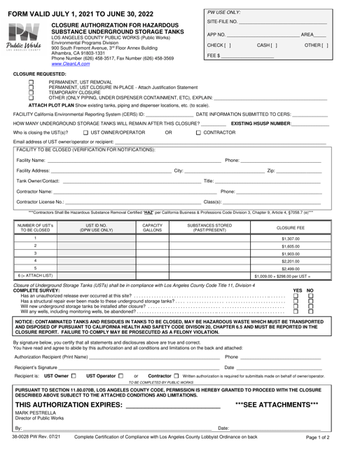 Form 38-0028 PW 2022 Printable Pdf