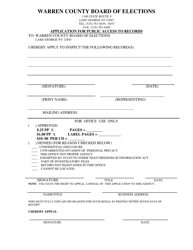 Document preview: Application for Public Access to Records - Warren County, New York