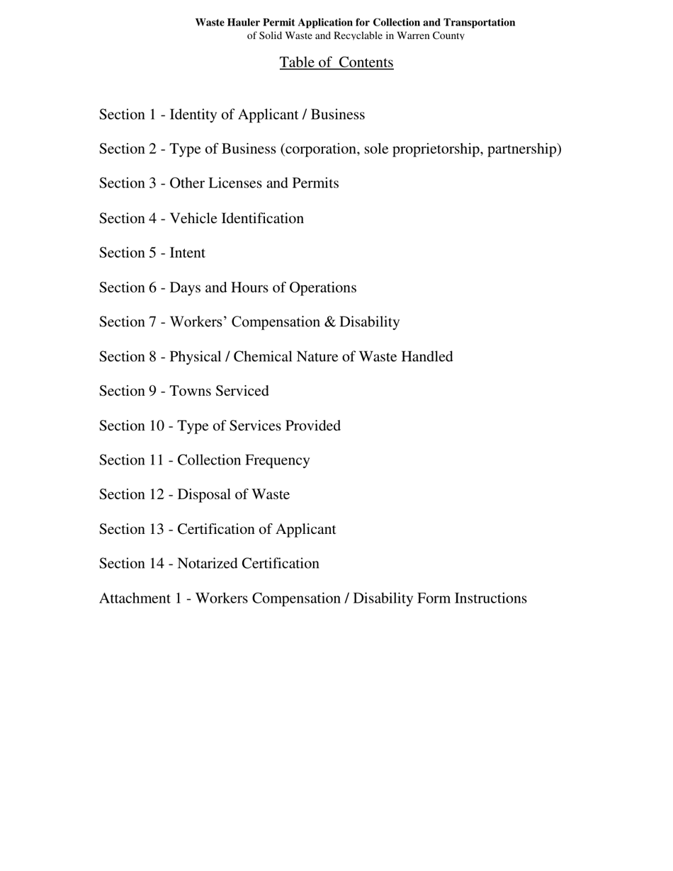 Waste Hauler Permit Application for Collection and Transportation of Solid Waste and Recyclable Materials - Warren County, New York, Page 4