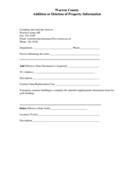 Document preview: Addition or Deletion of Property Information - Warren County, New York