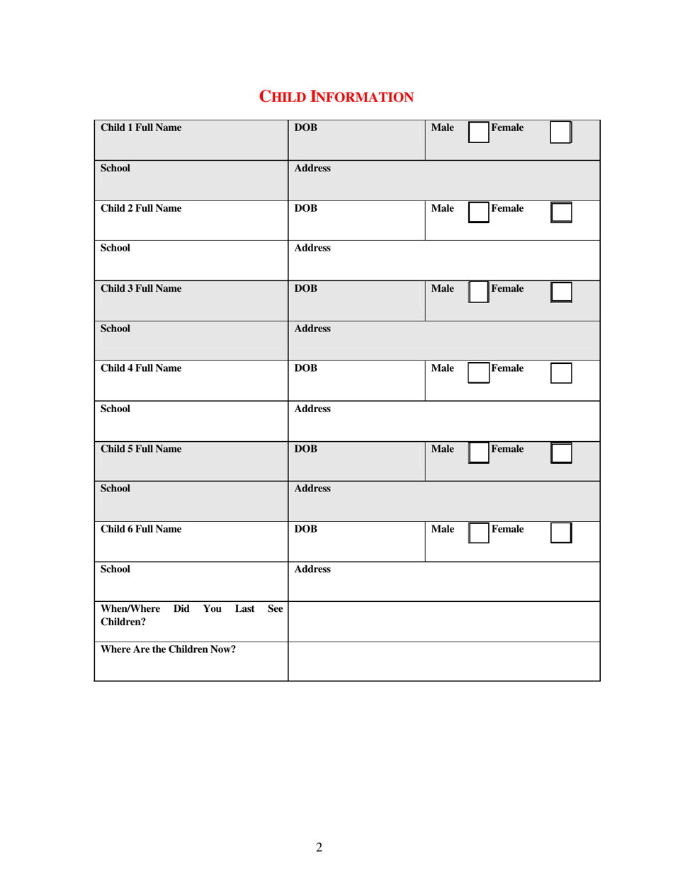Visitation / Custody Violation Report Form - Yolo County, California, Page 2