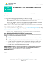 Form DS-530 &quot;Affordable Housing Requirements Checklist&quot; - City of San Diego, California