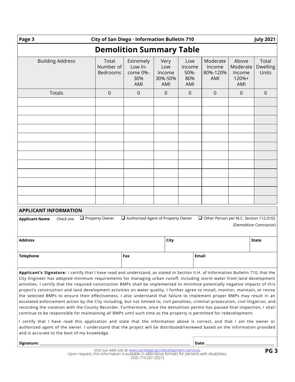 Form DS-710 Building Demolition / Removal Questionnaire - City of San Diego, California, Page 3