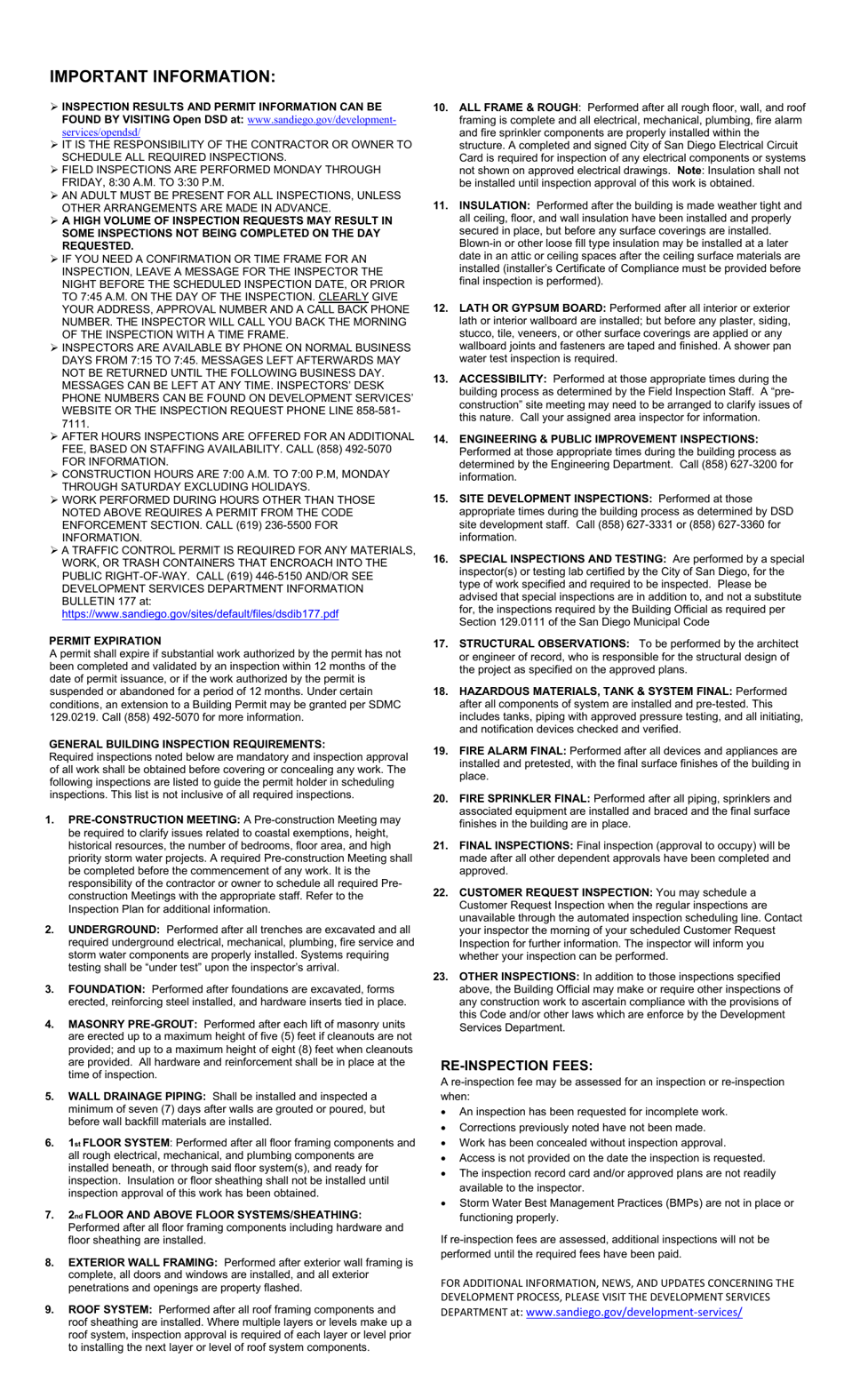 Form DS-1798 Inspection Record - City of San Diego, California, Page 2