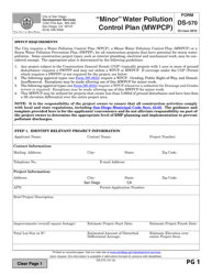 Document preview: Form DS-570 Minor Water Pollution Control Plan (Mwpcp) - City of San Diego, California