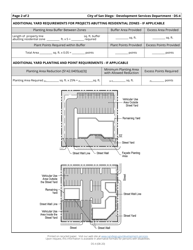Form DS-4 Landscape Calculations Worksheet - Commercial Development in All Zones/Industrial Development in Rm and C Zones/Commercial Components of Mixed-Use Development - City of San Diego, California, Page 2