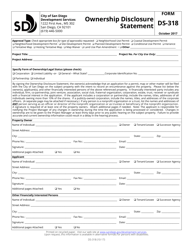 Form DS-318 &quot;Ownership Disclosure Statement&quot; - City of San Diego, California