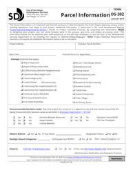 Form DS-302 &quot;Parcel Information&quot; - City of San Diego, California