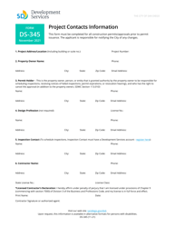 Form DS-345 &quot;Project Contacts Information&quot; - City of San Diego, California