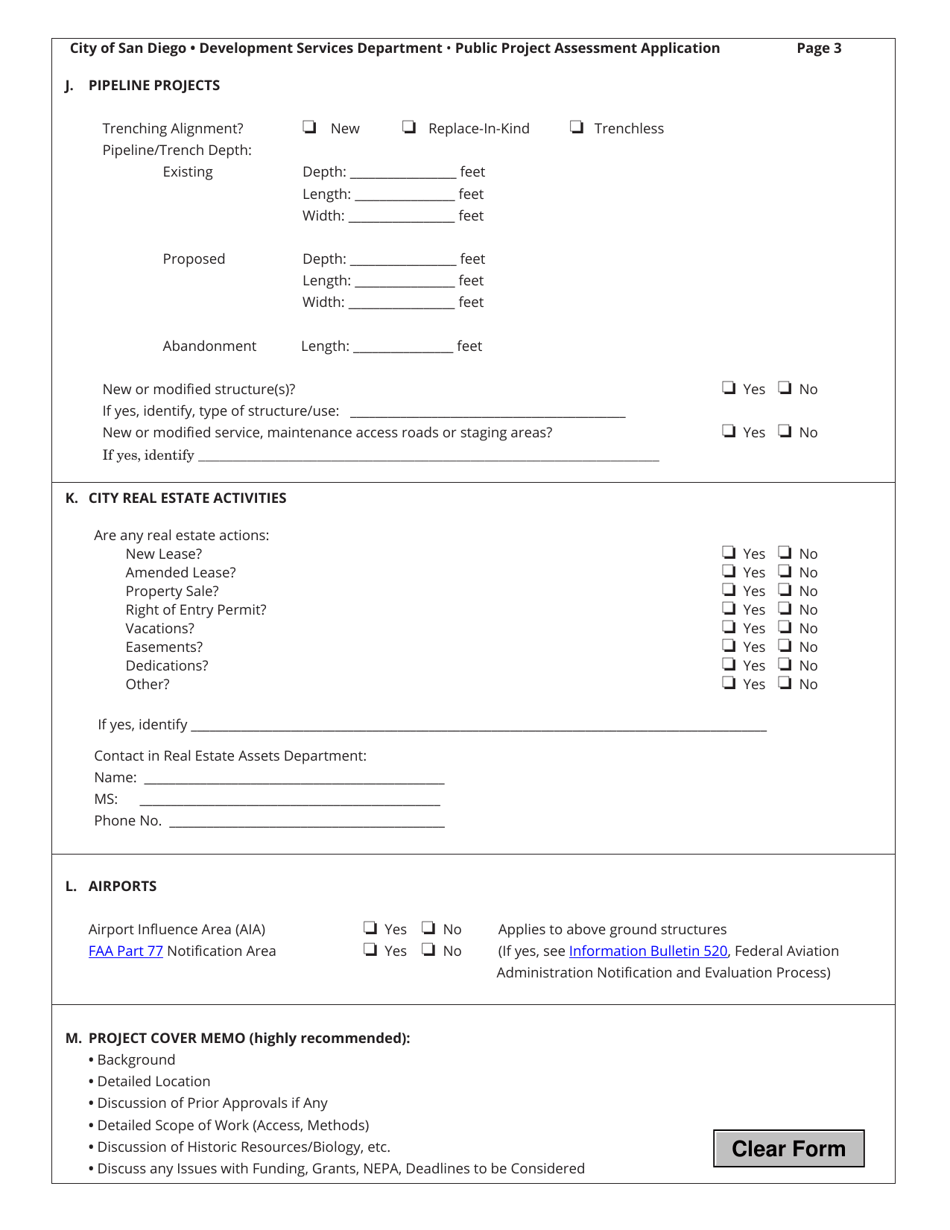 Form DS-510 Public Project Assessment Application - City of San Diego, California, Page 3