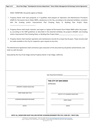 Form DS-3247 &quot;Storm Water Management and Discharge Control Maintenance Agreement&quot; - City of San Diego, California, Page 2