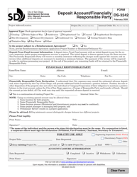 Document preview: Form DS-3242 Deposit Account/Financially Responsible Party - City of San Diego, California