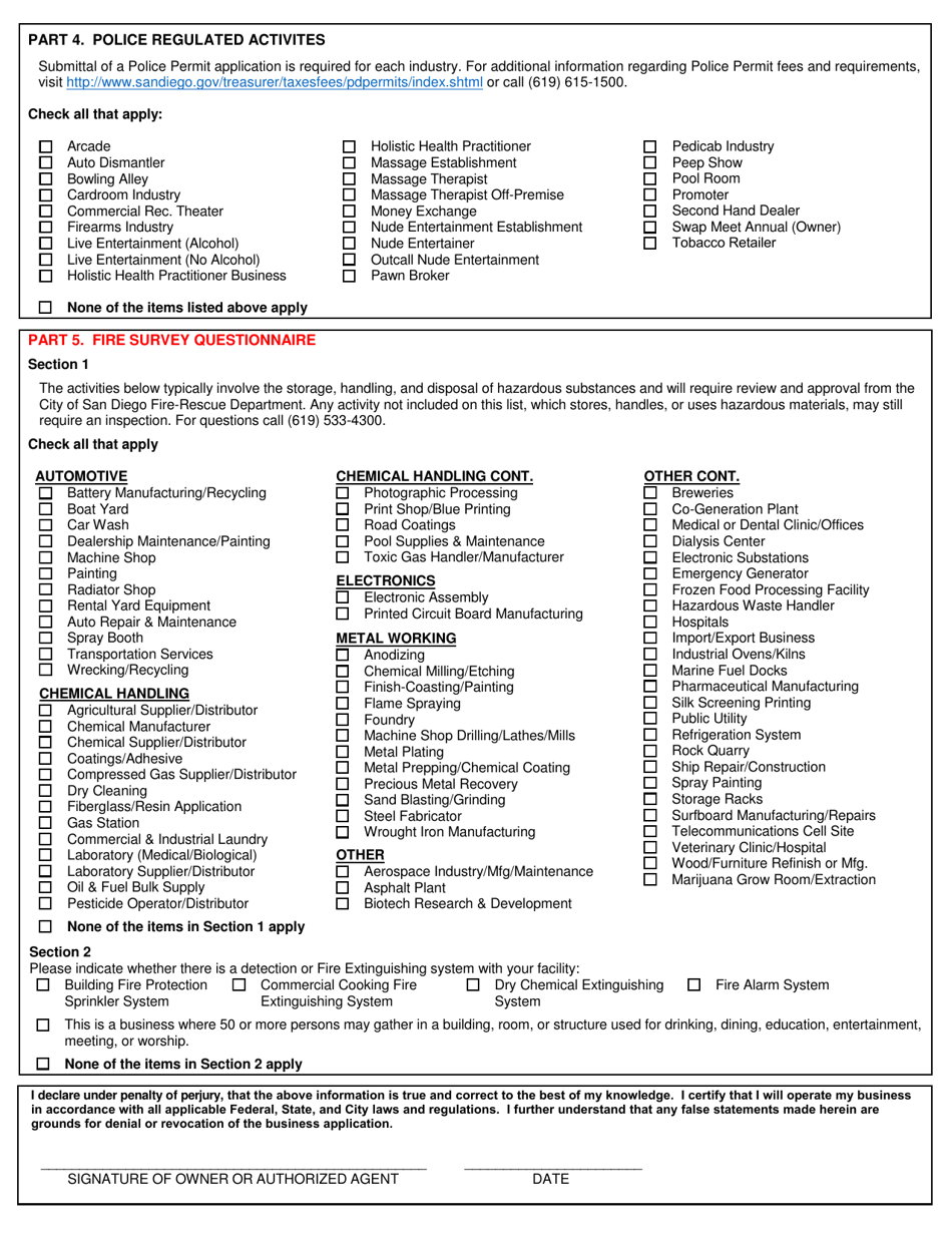 Business T Ax Application - City of San Diego, California, Page 2