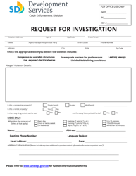 Form NC-114 &quot;Request for Investigation&quot; - City of San Diego, California