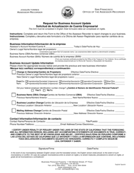 Document preview: Request for Business Account Update - City and County of San Francisco, California (English/Spanish)
