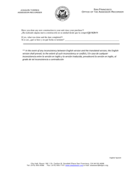 Request for Notification of Individual Assessed Value for Tenancy-In-common Units - City and County of San Francisco, California (English/Spanish), Page 5