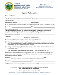 &quot;Agent Authorization&quot; - County of San Mateo, California