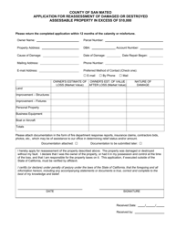 Application for Reassessment of Damaged or Destroyed Assessable Property in Excess of $10,000 - County of San Mateo, California, Page 2