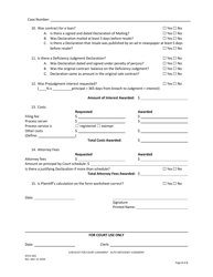 Form SFCIV-001 Checklist for Court Judgment - Auto Deficiency Judgment - County of San Francisco, California, Page 2