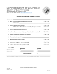 Form SFCIV-004 &quot;Checklist for Clerk/Court Judgment - Contract&quot; - County of San Francisco, California