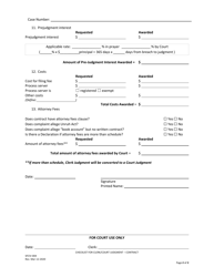 Form SFCIV-004 Checklist for Clerk/Court Judgment - Contract - County of San Francisco, California, Page 2