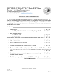 Form SFCIV-006 &quot;Checklist for Court Judgment - Bad Check&quot; - County of San Francisco, California