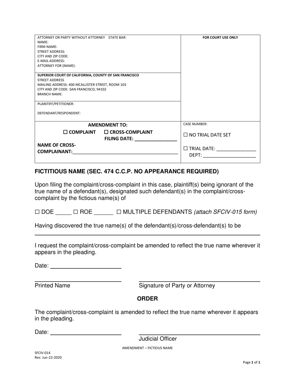 Form Sfciv-014 - Fill Out, Sign Online And Download Printable Pdf 