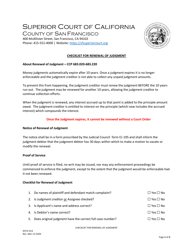Document preview: Form SFCIV-013 Checklist for Renewal of Judgment - County of San Francisco, California